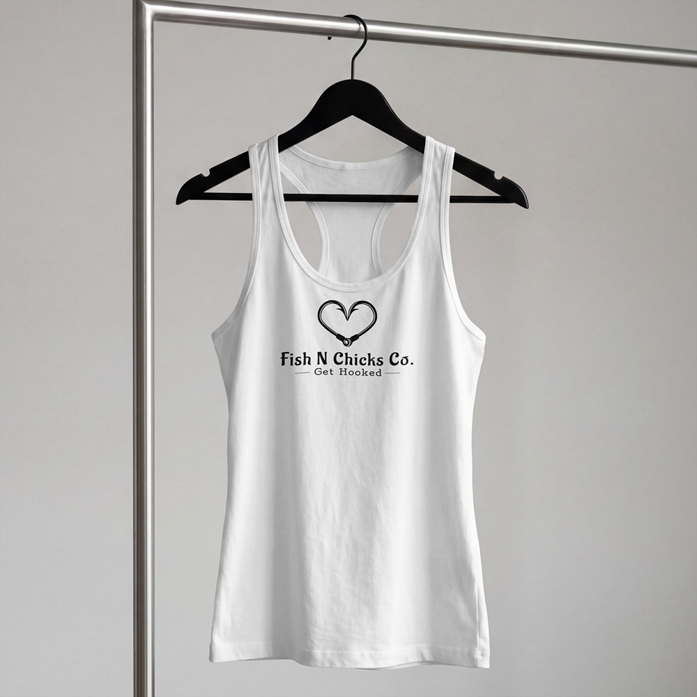 Fish N Chicks racerback tank top front chest logo